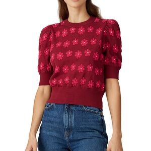 Kate Spade New York Marker Floral Burgundy Knit Sweater